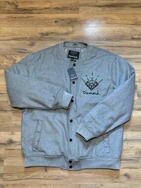 Diamond Supply Co Button Up Bomber Varsity Jacket